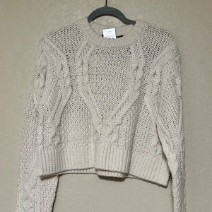 French Connection - Cropped Cable Neck Sweater | Size Large